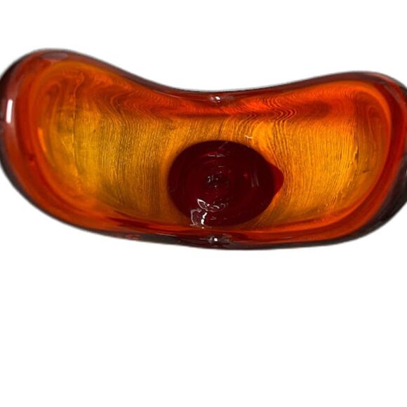 Vntg Morganton Y Shaped Glass 12" Vase Amberina Murano ? Mid Century Modern - Picture 4 of 6